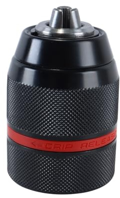 Gutol Portabrocas de 1/2 pulgada, destornillador inalámbrico, portabrocas metálico de 13 mm 1/2-20UNF con bloqueo automático sin llave, negro