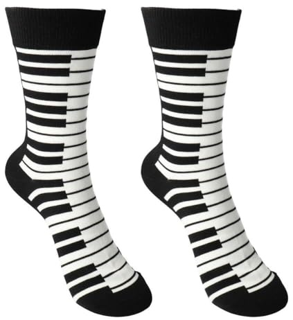 mugesh Musiker Socken Tastatur, Unisex Atmungsaktive Baumwollsocken für Damen & Herren (80% Baumwolle), Lustige MotivSocken, Klavier