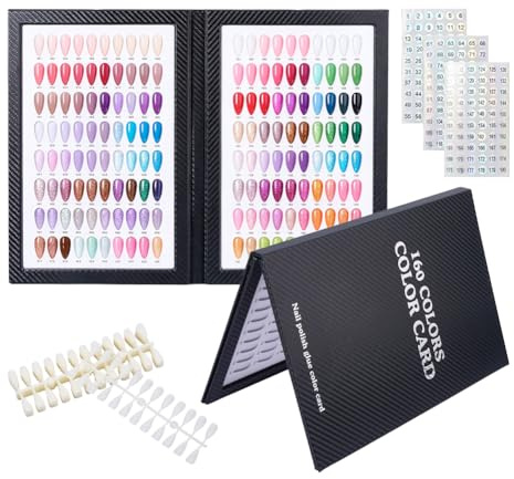 SUPERFINDINGS Schwarzes Nagelfarben Displaybuch mit 240 Übungsspitzen und 3 Blättern Zahlenetiketten UV Gel Nagellack Farbkarten Nagelkunst Anzeigeboard Nagellack Musterbuch ohne Kleber erforderlich