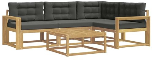 vidaXL Outdoor-Sofagarnitur 5 pcs Weiß und Anthrazit 79 x 79 x 37 cm, Akazienholz Sofa, modernes Outdoor-Möbel, stylische Sectional-Garnitur, wetterfeste Terrasse, Garten Sitzgruppe