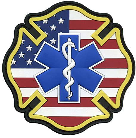 Feuerwehr Patch PVC American Flag EMS Aufnäher kompatibel mit Velcro Feuerwehr Patches für Rucksäcke Medizinischer Patch Sanitäter Patch Feuer Patch Rettungsdienst Patch EMT Patch (Mehrfarbig)