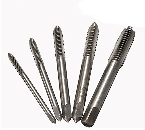 NUZAMAS Set di 5 filetti metrici a mano a mano con filettatura maschio con tappi Set M3 M4 M5 M6 M8 con maschiatura con filettatura