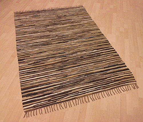 MB Warenhandel24 Handwebteppich Fleckerlteppich Flickenteppich gestreift 100% Baumwolle Handweb Teppich Fleckerl Waschbar NEU (ca. 80x150 cm, Schoko gestreift)