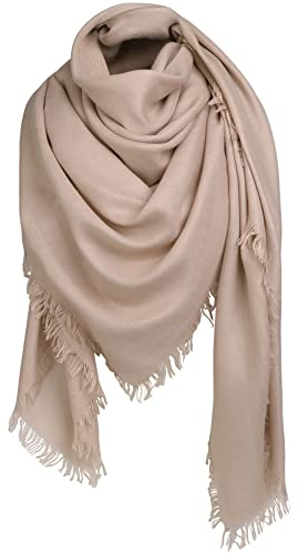 Superora Damen Halstuch Schultertuch Schal Scarf Stola Quadratischer Deckenschal mit Fransen 140 * 140cm