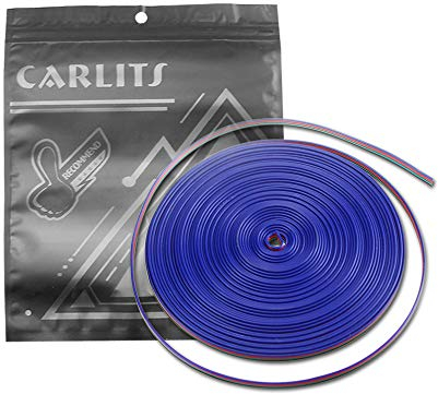 CARLITS Cavo di Prolunga RGB da 10M 4x0.3mm², 22 AWG 4 pin 22 Gauge Kit Conduttore da 33 piedi per Striscia LED RGB 5050 3528