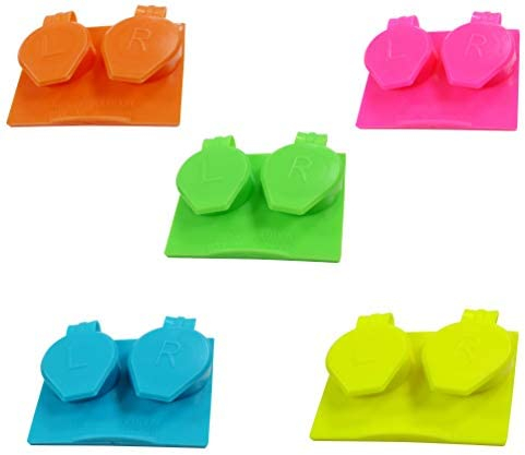SPORTS WORLD VISION 8PC Flat Flip Top Contact Lens Cases | Colorful Travel Lens Solution Holders with L/R Compartments | Durable & Leakproof Storage Boxes for Soft & Hard Lenses Bulk Buy in Mix Color