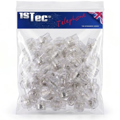 1STec 100 x Genuine BT 2 Wire 8A External Internal Dexgreen Gel Filled Crimp Connectors for Joining Solid Core Telephone or Alarm Cable Connecting Block Repairs Splice or Join Phone Wires 100 Pack