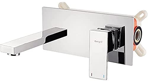 Ibergrif M11505 Atenas - Mitigeur de Salle de Bains, Robinet de Lavabo Encastré, Chromé, Argent