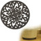 GOLRISEN Cast Iron Trivet,Teapot Stand,Round Shape Pot Pad with Vintage Pattern and 3 Rubber Pegs/Feet to Protect The Desktop Decorative Metal Table Trivet for Kitchen Cooking (17cm)