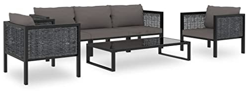 vidaXL Gartenmöbel 6-tlg. mit Auflagen Lounge Sofa Garten Garnitur Sitzgruppe Sitzgarnitur Gartenset Gartensofa Poly Rattan Anthrazit