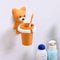 Ubrand Zahnbürstenhalter für Kinder, gelb, Cartoon-Fuchs, mit Saugnapf, Wandbehang, Organizer für Zahnpasta-Utensilien