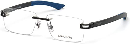 Longines Brille LG 5006 -H 002 Mattschwarz, gummiert Schwarz und Blau, Matt Schwarz/Blau, 55/16/150