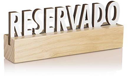 LoveMyBar - 6 uds Reservado Ideal para Mesa Bar Restaurante - Base Madera de Pino, Cartel Letrero Blanco