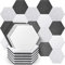 Drydiet 18 Pieces Hexagon Acoustic Panels Felt Sound Proofing Padding Beveled Edge Flame Retardant, 14 x 12 x 0.4 Inch High Density Dampening Panel for Studio Home Office, Light Grey, White, Dark Grey