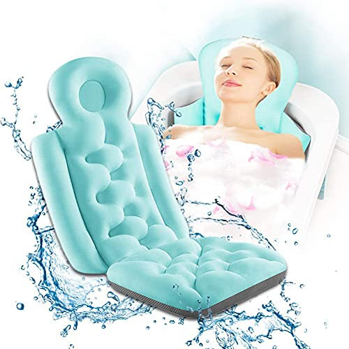 Cuscino da bagno cuscino, cuscino vasca da bagno completo cuscino e antiscivolo materasso per vasca idromassaggio tappetino da bagno morbido con traspirante super spessore - Great Back Support,Blu