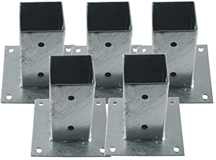 5er Set Pfostenträger Aufschraubhülse 150mm verzinkt | Pfostenanker Holz 90x90 mm | Bodenhülse Zaunpfostenhalter für Carport, Pavillon, Pergola, Gartenhaus, Schuppen, Spielplatz