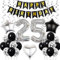 Ohaoduo 25. Geburtstag Dekoration, Geburtstagsdeko 25 Jahre Männer, 25. Geburtstag Mann Deko, 25 Ballon Schwarz und Silber Deko, Luftballon 25. Geburtstag Party Deko, Deko 25 Geburtstag Mann Frau