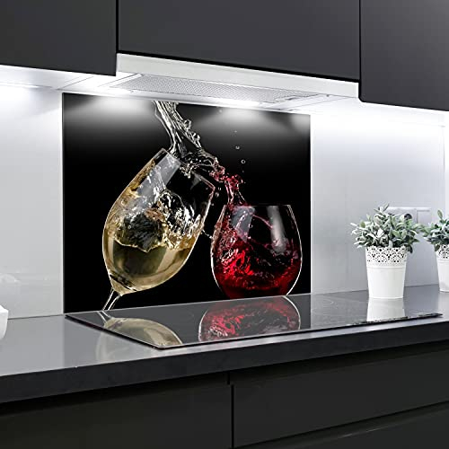 Splashback Tempered Glass Heat Resistant Toughened Decorative – 90 x 65 cm – 4 mm Thick – Perfect Behind Gas, Ceramic and Induction Cookers – Easy to Clean and Hang…
