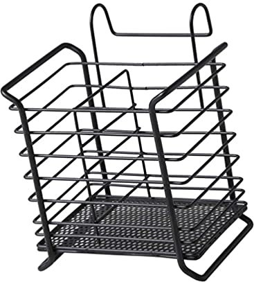 Étendoir à couverts suspendu avec crochets Panier de rangement pour couverts en fer forgé Cuillère de cuisine Baguettes Égouttoir-Black