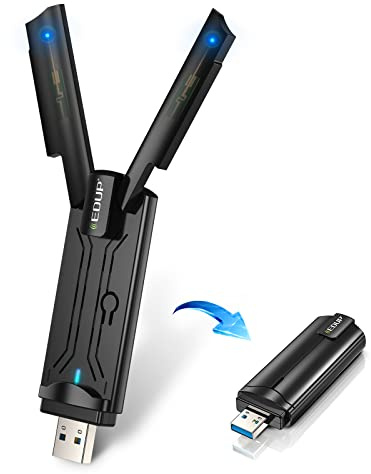 EDUP USB WIFI 6 Adapter AX1800, 1800Mbit/s Dual-Band USB 3.0 WLAN Stick, WPA3, Wireless Network Adapter mit 2,4GHz/574 Mbps 5GHz/1200Mbps mit Built-in Antenne für Windows 11/10/7/XP, Mac OS 10.6-10.15