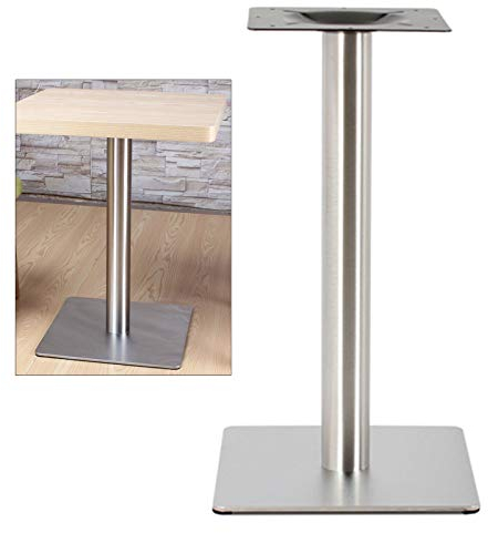 Kaibrite Tischgestell, 72CM Tischsäule Edelstahl Quadratisch Bodenplatte Metall Untergestell Tischfuß Leg für Cafe, Bistro, Imbiss