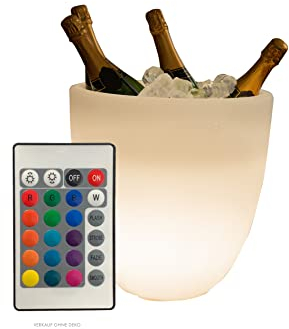 8 seasons8 seasons design Shining Curvy Cooler LED-Flaschenkühler Ø 39cm, (Weiß), mit Farbwechsler (15 Farben), XL Sekt + Weinkühler für 4-5 große Flaschen, Getränkekühler, für Party + Hochzeit design
