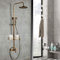 Antik Duschsystem Regendusche Duscharmatur Rund Messing Duschset Wand Mischbatterie, Zwei Griffe, Drei Löcher, Wasserhahnkörper Höhenverstellbar