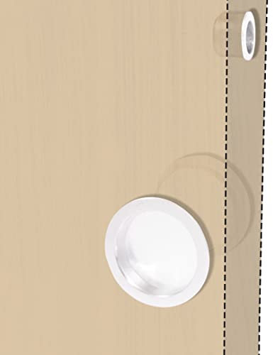 BricoShopping® Juego de tiradores para puerta interior de madera retráctiles, kit sin cerradura empotrable, gancho llave y trinquete ciego redondo boquilla de acero (tono S/cerradura, blanco)