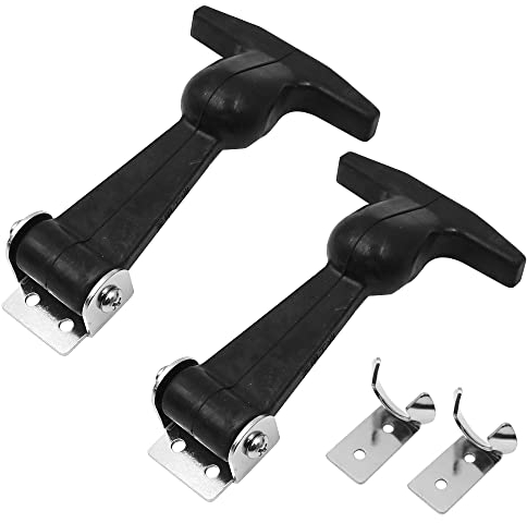 Tiardey 2 Stück elastischer Edelstahl-Gummi-Haubenverschluss,Flexible T-Griff-Haspe,Gummi,Flexible Ziehverschlüsse für Werkzeugkasten,Wagen,Fahrzeugmotor