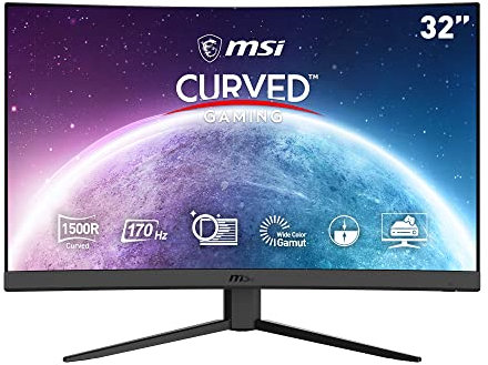 MSI Display per PC da gioco curvo FHD G32C4 E2 da 31,5 pollici - Pannello VA 1500R, 1920x1080, 170 Hz/1 ms, 16:9, FreeSync Premium - DisplayPort 1.2a, HDMI 1.4b