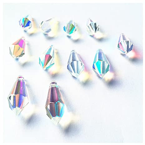 JUIYU Kronleuchter Kristall Prismen Anhänger 20 Teile/los 35mm AB Farbe Kristallglas Eiszapfen U-Tropfen