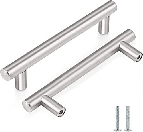 2 Pack Kitchen Cupboard Handles Stainless Steel Kitchen Door Handles Brushed Cabinet Handles Wardrobe Drawer (2 Pack Silver, Hole Centre 76mm)