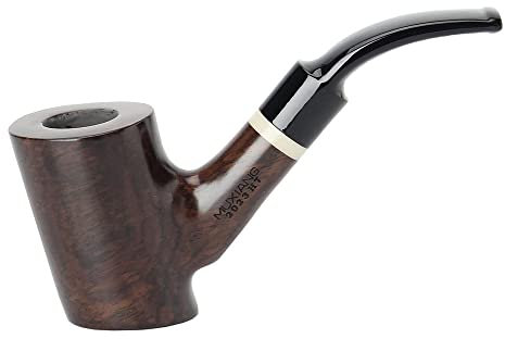 MUXIANG Ebenholz Tabak Handmade Schnitzen Pfeife Sattel Gerade Stämme mit Imitation Elfenbein Dekorative Ring Rauchen Pfeife Geschenkbox und Zubehör WGAC0026K01