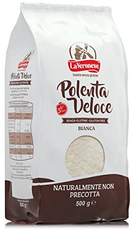 La Veronese | Polenta Veloce Bianca, Ottenuta dalla Macinazione di Mais Selezionato Italiano, Polenta Veloce®, Farina Non Precotta, Pronta in 5 Minuti, Senza Glutine, 500g