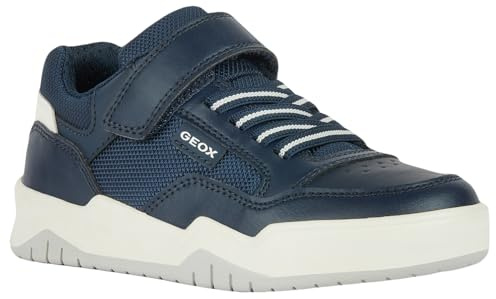 Geox J Perth Boy E Sneaker, Navy/White, 37 EU