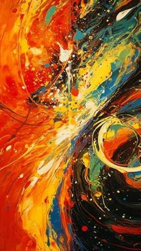 Tableau composite en aluminium 70 x 130 cm : deux peintures, spirale, trou noir, coups de pinceau énergétiques, blanc orange, ouverture lumineuse portail pages historique (206553041)