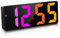 JQGO Digital Alarm Clock, RGB Alarm Clock Colorful LED Bedside Alarm Clocks Snooze Date Time Display Color Change, Big Digit Brightness Adjustable USB&Battery Powered, Home Office Travel-Black