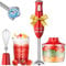 ZURIO Frullatore a Immersione, 800W Mixer ad Immersione 4 in 1, Multifunzione Minipimer con Frullino per le uova, Misurino, Tritacarne, Lama in Acciaio Inossidabile, senza BPA per Frutta, Zuppe, Pappe