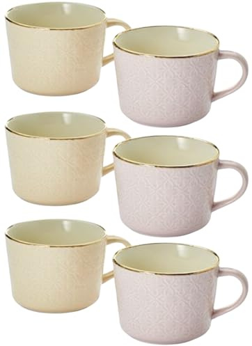 Cha Cult teemando® 3 X Becher Marou Keramik mit Goldauflage, 2-fach sortiert 0,25 l H 7,5 cm, Ø 9,5 cm = 6 Becher