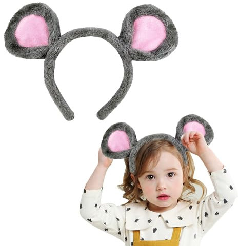 MEISH Soft Bear Ears Headband for Face Wash, Mouse Hair Hoop, Animal Hairband, Cute Headwear for Party Cosplay Supplies (Gray)