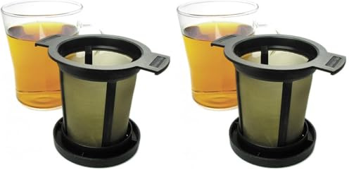 Finum BREWING BASKET (M) – Filtre réutilisable pour thé & café, infuseur à thé permanent, filtre pour tasses et mugs, passoir à épices, passoir à herbes, sans BPA, tamis en inox, neutre en goût – noir