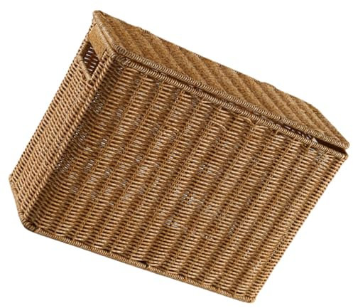 Ciieeo Portable Seagrass Storage Basket Wicker Baskets with Handles for Shelves Narrow Storage Box for Magazines
