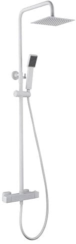 MICE - Conjunto barra de ducha termostatico grifería de baño - Columna de ducha para agua caliente y frio Blanco Mate BTAR025/BL
