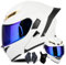 Modularer Motorradhelm Mit Handschuhen Und Gesichtsschutz, Flip Up Helm Erwachsener Motorradhelm Mit Doppelvisier, ECE-geprüfter Helm Für Männer Und Frauen