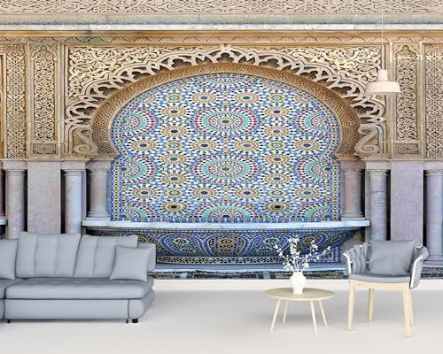 Papier Peint intissé Porte Marocaine 300x210 cm 3D Murale Papier Peint Pour Salon Chambre Bureau Enfant Chambre Décoration Murale Moderne Poster Tableaux Photo