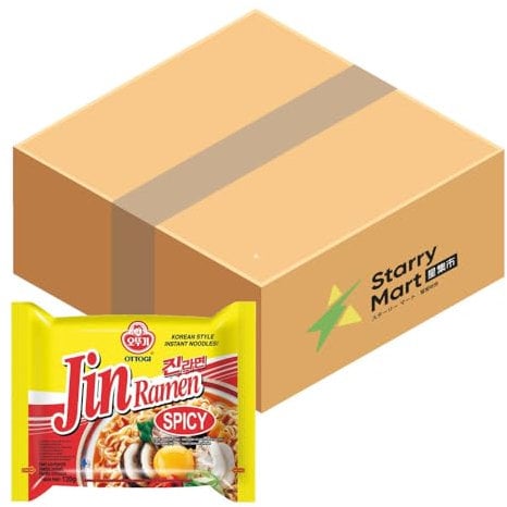 Ottogi Jin Ramen Korean Instant Noodles Snack Quick To Make Noodles - Spicy 120g (Pack of 20)