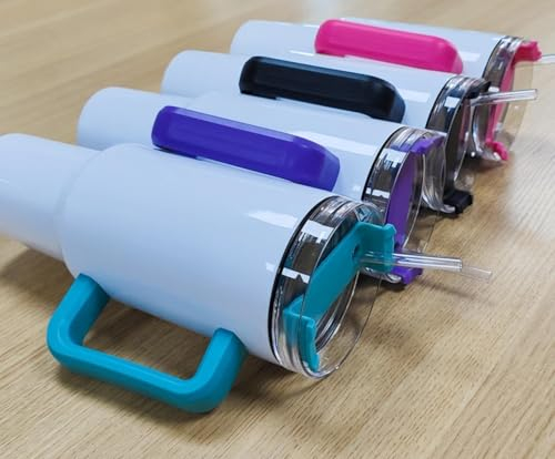 40 oz Sublimation Tumblers with Handle Lid and Straw 25 Pack Stainless Steel Double Wall Vacuum Insulated Travel Mug Cup Bulk Sublimation Blank for DIY Gift