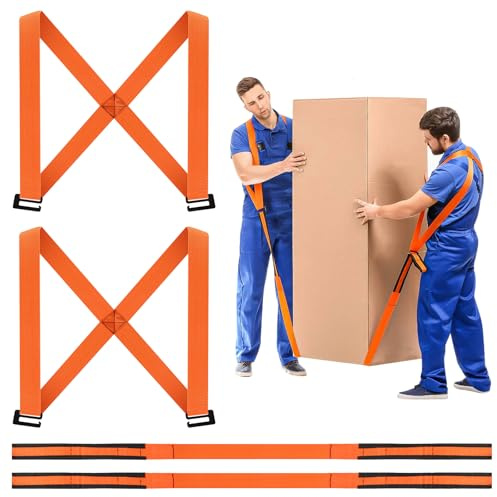 2 Personen Tragegurt,Tragegurte Umzug,Transportgurt,Hebegurt Zum Ergonomischen,Hebe und Tragesystem,Tragen,Bewegen Von MöBeln,HaushaltsgeräTen,Matratzen für GegenstäNde,Bis Zu 110 Kg(Orange)