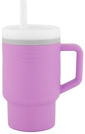 Infantino Ma Première Tasse – Adorable Tasse 255ml avec Paille Antifuite et Poignée Adaptée aux Tout-Petits, Favorise l'Hydratation, Facile à Nettoyer, Lilac
