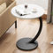 Gemsaya Beistelltisch C Form, Weiß Runder Holz Tisch mit Metallgestell, Mobiler Sofatisch Tischplatte Durchmesser 40cm, Höhe 62cm, Moderner Rund Couchtisch Klein für Wohnzimmer, Schlafzimmer, Balkon